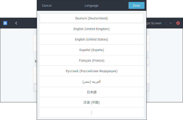 Budgie Selecting Language