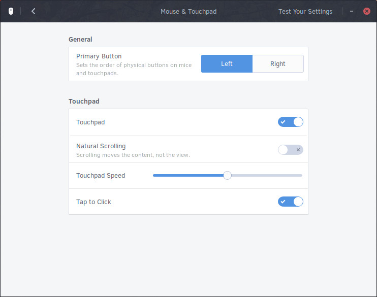 Budgie Touchpad Settings