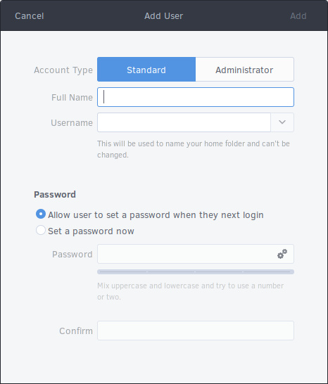 GNOME Add User Dialog