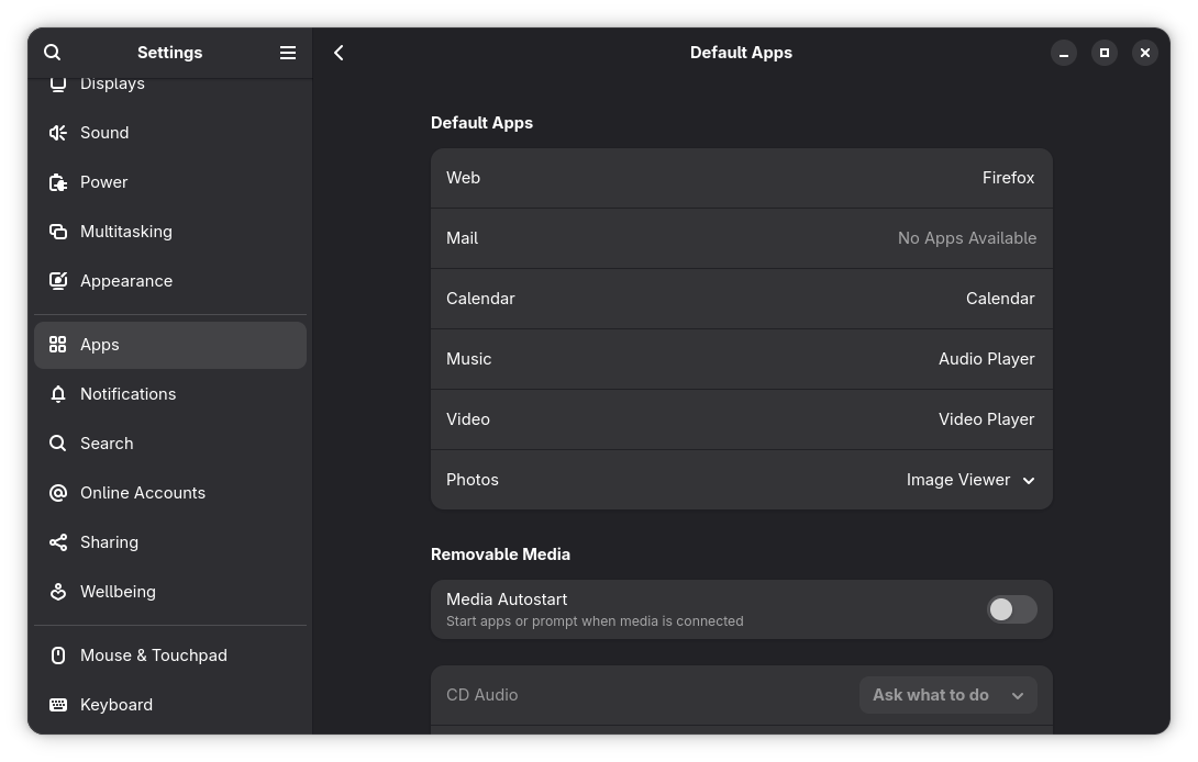 GNOME Default Applications