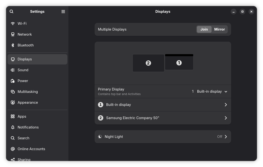 GNOME Displays Overview