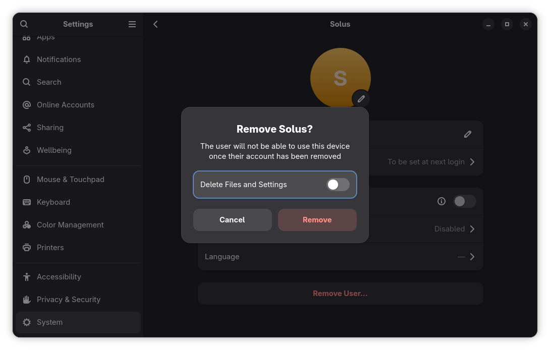 GNOME Keep Files Prompt