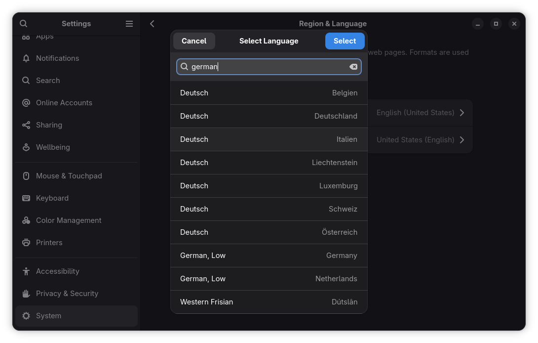 GNOME Language Search