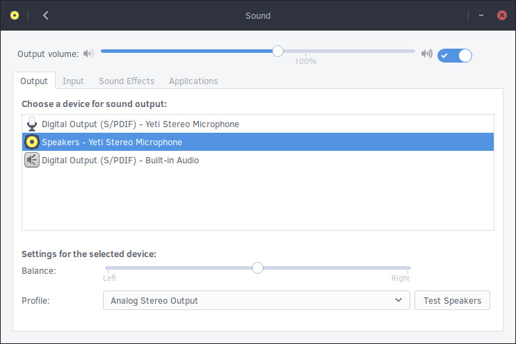 GNOME Sound Settings