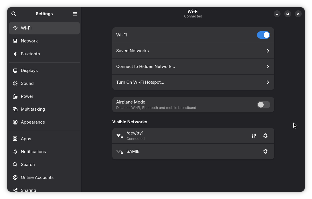 GNOME Network Selection