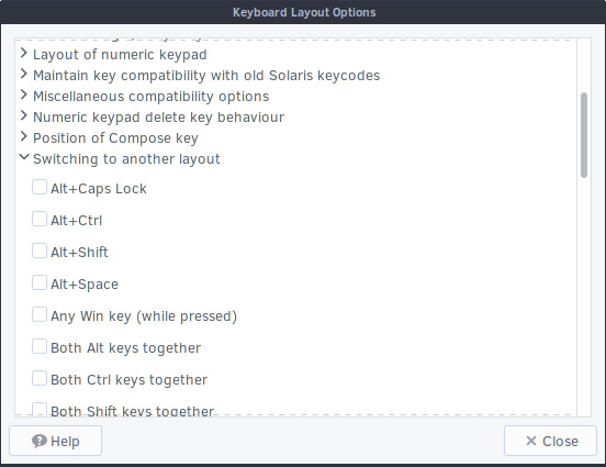 MATE Keyboard Layout Shortcuts