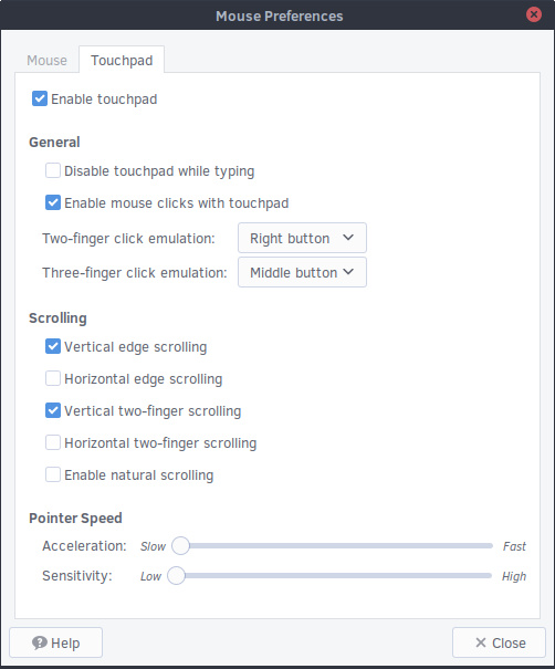 MATE Touchpad Settings