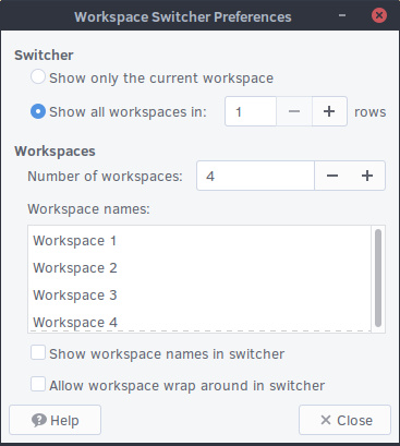 MATE Workspace Switcher Preferences