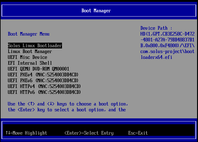 UEFI Choose Boot Device