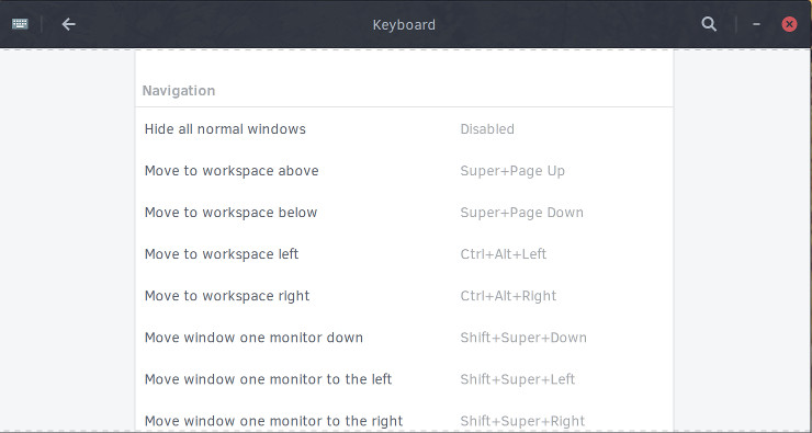 GNOME Workspaces Keyboard Shortcuts